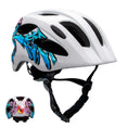 Indlæs billede i gallerifremviser, Crazy Safety Cykelhjelm Hvid/blå / M (54-58cm) Graffiti Splash børnehjelm med lys