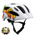 Indlæs billede i gallerifremviser, Crazy Safety Cykelhjelm Hvid/gul / M (54-58cm) Graffiti Splash børnehjelm med lys