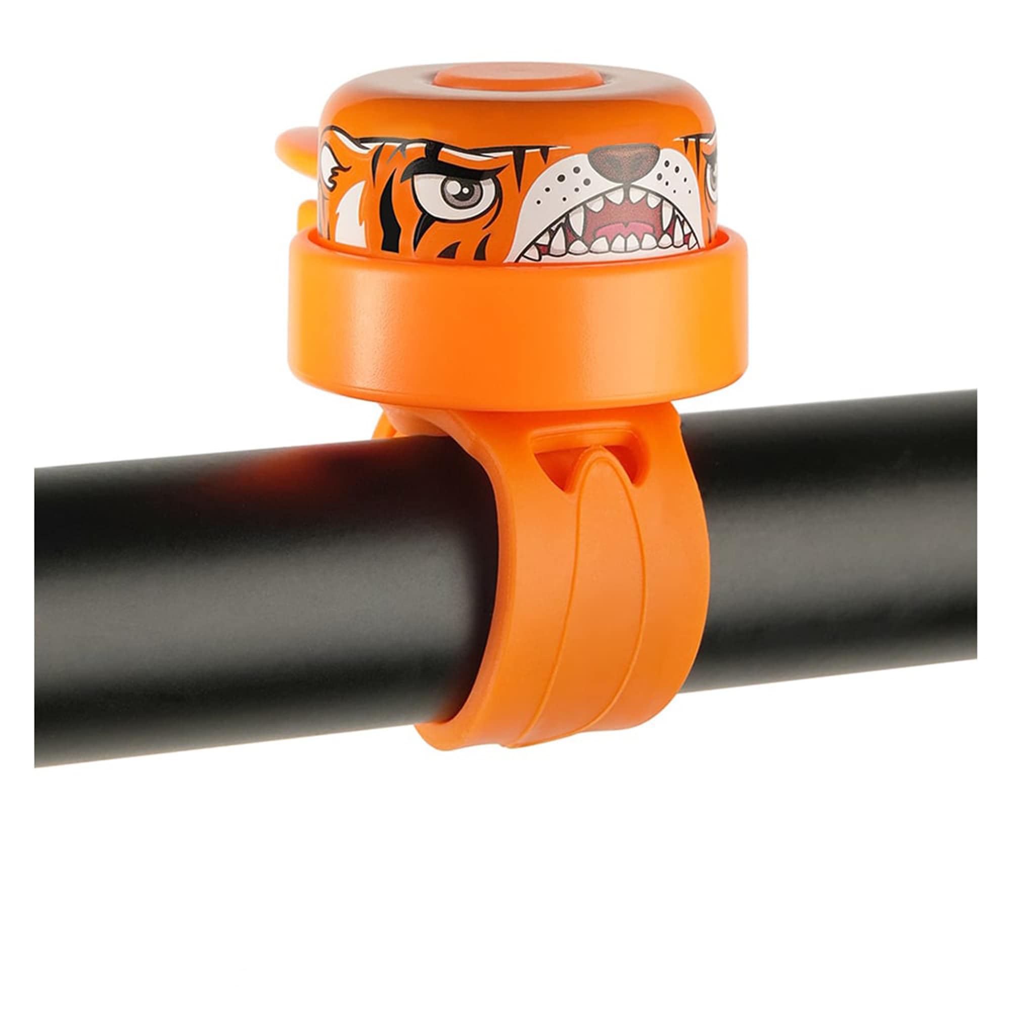 Crazy Safety Sampak: orange tigercykelhjelm, cykelhandsker, lås og tigerringeklokke til børn