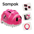 Indlæs billede i gallerifremviser, Crazy Safety Sampak: pink dinocykelhjelm, beskyttelsesudstyr, lås og cykelhandsker til børn