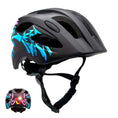 Indlæs billede i gallerifremviser, Crazy Safety Cykelhjelm Sort/blå / M (54-58cm) Graffiti Splash børnehjelm med lys