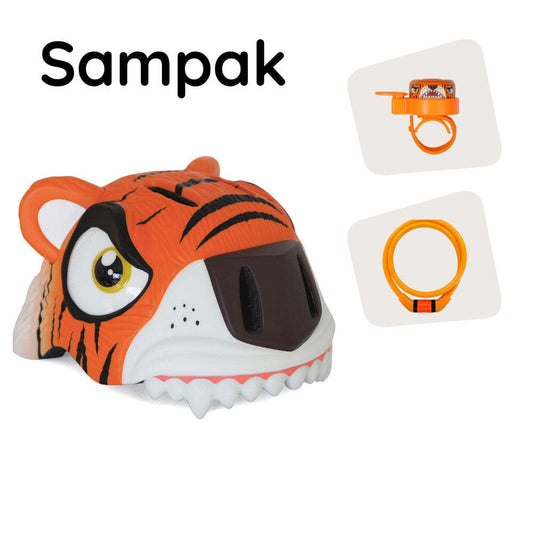 Crazy Safety Cykelhjelm Sampak: Orange tiger og 2 produkter