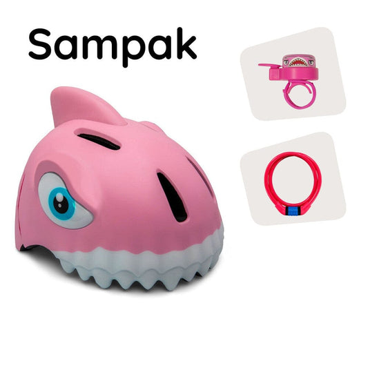 Crazy Safety Cykelhjelm Sampak: Pink haj og 2 produkter